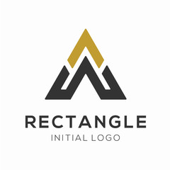 Rectangle Logo Design Concept, Letter A and W Logo Vector Template - obrazy, fototapety, plakaty