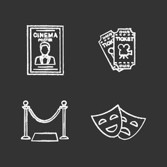 Cinema chalk icons set