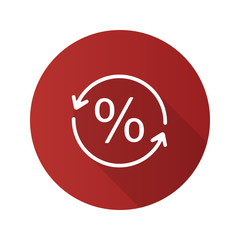 Percent conversion flat design long shadow glyph icon