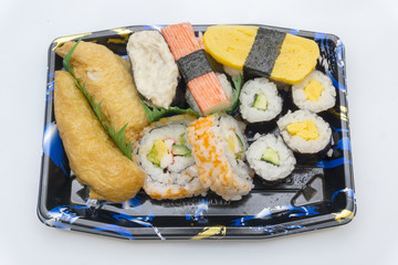 a set of sushi menu at various Japanese restaurants