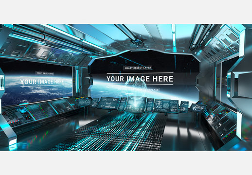 Spaceship Cockpit Control Panel Mockup