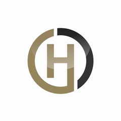 Minimalist Initial H and Circle Logo Design Concept