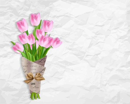 Lovely spring background with tulip flowers vector image