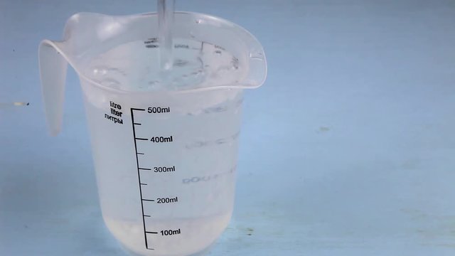 Water is poured into a measuring glass.