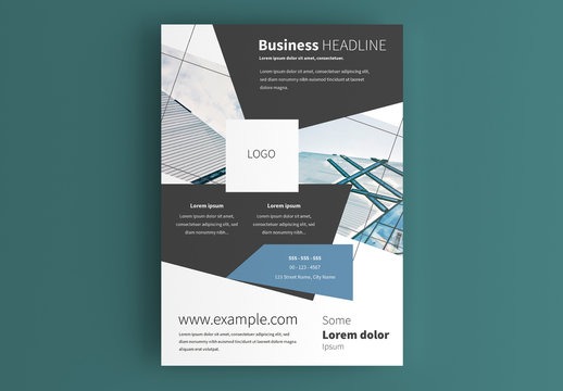 Business Flyer Layout with Geometric Elements