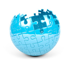 Spherical puzzle with missing pieces, 3D Rendering