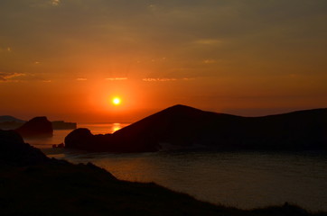 Sunset on the beaches of Asturias