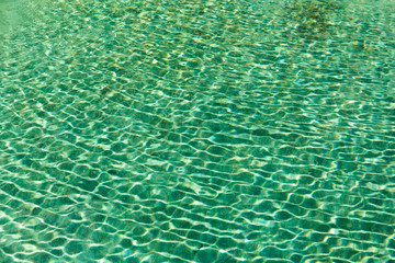 Green swimming pool rippled water detail