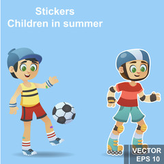 Children. Sticker. Hobby. Summer vacation. A cartoon. For your design.