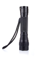 black Electric LED torch flashlight isolated on a white background