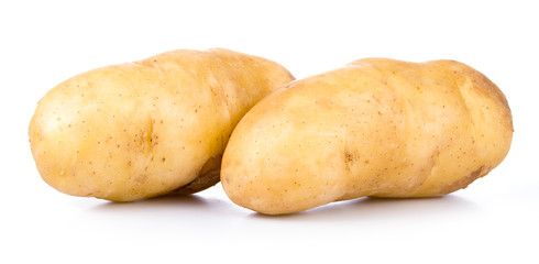 group of yellow tasty new potato isolated on white background close up
