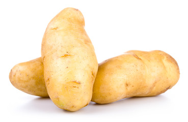 group of yellow tasty new potato isolated on white background close up