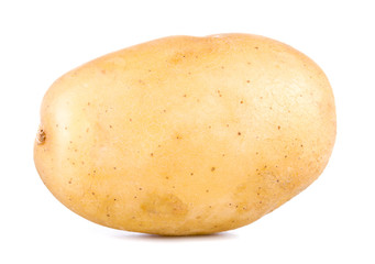 One tasty raw yellow potato isolated on white background