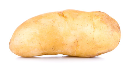 One tasty raw yellow potato isolated on white background