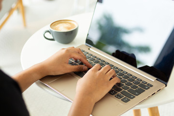 People use of computer to work for convenience, electronic document, email. Image use for technology concept.