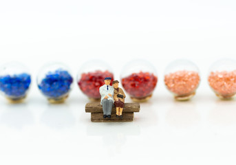 Miniature people: Man and woman, couple love. Image use for Living together, Valentine's day concept.