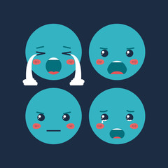 set emoticons kawaii characters vector illustration design