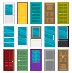 Set of doors. Vector flat illustration