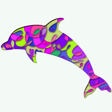 Fantastic dolphin with exquisite volumetric rainbow pattern