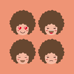 little boys emoticon set kawaii characters vector illustration design