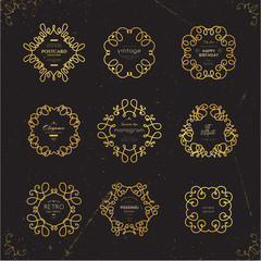 Set of luxury monogram logo templates. Elegant design for business sign, restaurant, wedding shop, jewelry, fashion, product design, brand sign. Vector illustration.