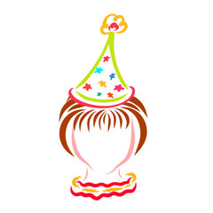 A girl in an astronomer's cap or in a party hat