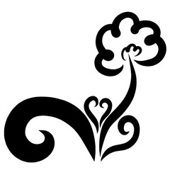 flower with leaves and hearts, nature and romance