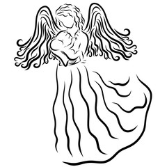 Fototapeta premium A good angel holds an infant, motherhood, or religion