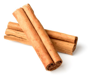 Ceylon cinnamon stick isolated on the white background