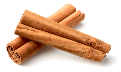 Ceylon cinnamon sticks isolated on the white background