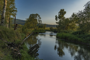 Fototapeta na wymiar Tepla Vltava river near Soumarsky Most village