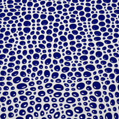 Abstract  blue pattern of liquid  droplets on the surface in white colors 3d render