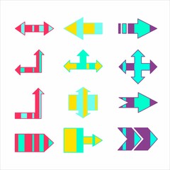 colored striped creative vector arrows indicating directions