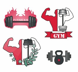 stylish fashionable modern creative icons for fitness. Weight, bar, strongman vector. Logos for fitness. Healthy lifestyle logo. Template for fitness and sports. 