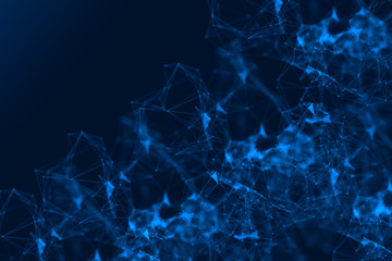 Vector Abstract Molecules and communication technology on blue background. Futuristic- digital technology concept