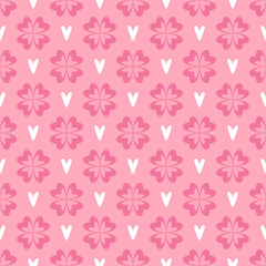 Cute pink baby or wedding seamless vector pattern