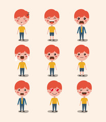 Obraz na płótnie Canvas little boys emoticon set kawaii characters vector illustration design