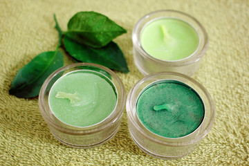 Aroma candle Spa scent on black background