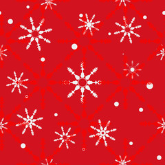 Abstract Christmas and New Year Seamless on red Background. snowflake pattern. Vector Illustration EPS 10