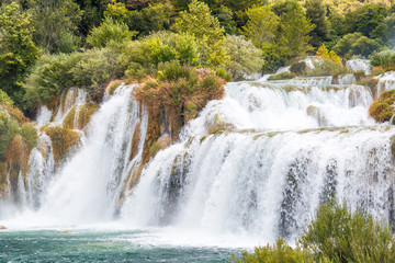 Waterfalls Skradinski Buk in The Krka National Park in Croatia, Europe.