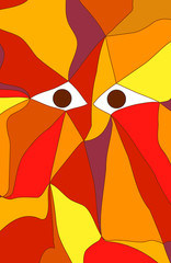 Portrait illustration in flat cubism style. © elen31