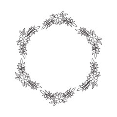 beautiful flower and leafs circular frame vector illustration design