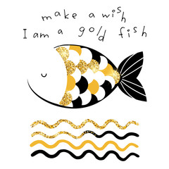 Decorative gold fish vector illustration