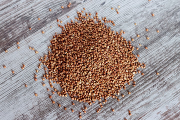 Buckwheat groats on the table