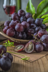 Healthy fruits Red grapes in the vineyard,
