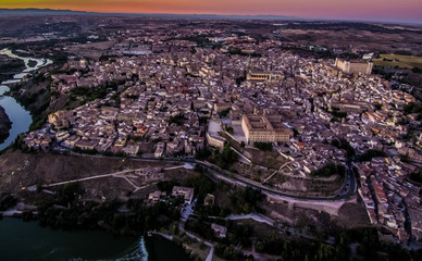 Toledo a vista de Drone- Ciudad de Castilla la Mancha, España