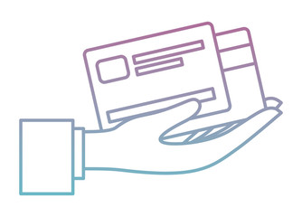 hand with credit cards vector illustration design