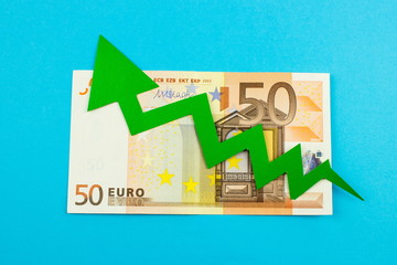 Euro Green arrow rising up