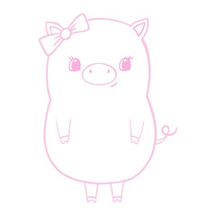 Vector illustration of cute pig isolated on white background