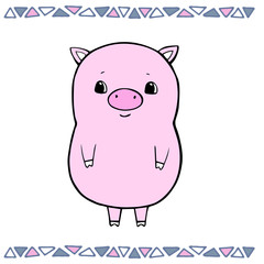 Vector illustration of cute pig isolated on white background